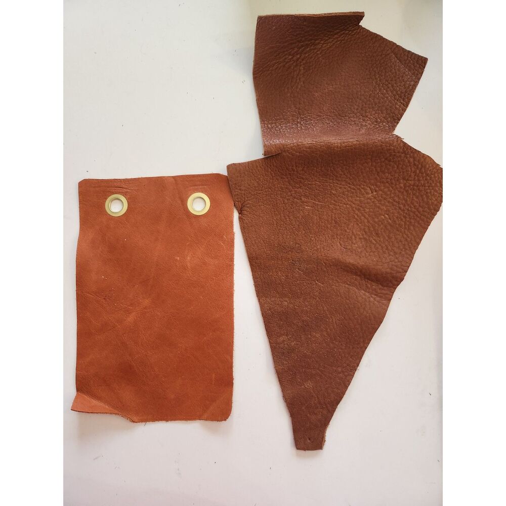 2 Pieces Soft Tan Leather Scraps B10